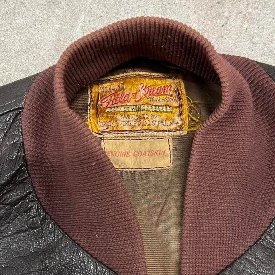 Vintage 40s 50s field and stream leather windbreaker bomber jacket L - Image 3 of 4