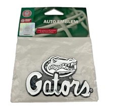 University of Florida Gators UF Auto Emblem Plastic Silver Chrome New Promark