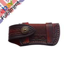 4'' Knife Sheath Leather Knife Pouch W/Snap Closure Belt Loop for Folding Knife