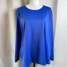 LL Bean Womens 2X Plus Blue Active 50+UPF UV Long Sleeve 504428 Shirt in EUC