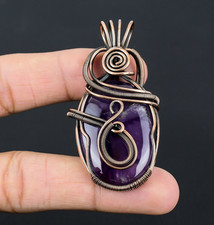 Amethyst Handmade Gemstones Copper Wire Wrapped Beautiful Pendant Jewelry
