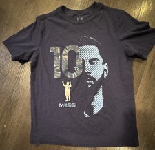 Messi Face Boy's Navy Blue T-Shirt. US Boy's Size Medium 8 MESSI Collection