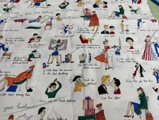 VTG  1   1/3Yd Michael Miller How To KeepYour Husband Cotton Fabric Novelty OOP