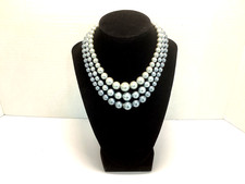 Multi-Strand Gray Faux Pearl Choker Necklace-Vtg Unsigned