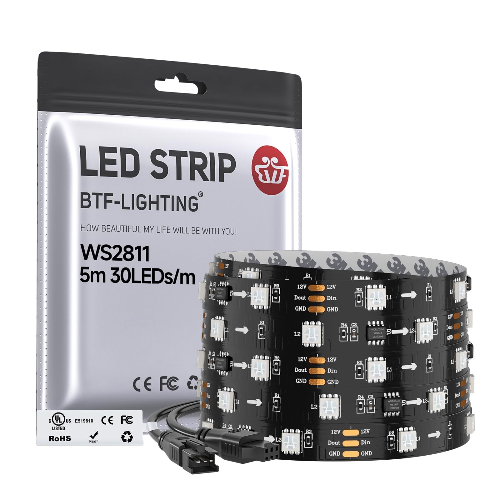 Bande LED WS2811 ruban ambiance gaming et home cinéma étincelant 5M RGB