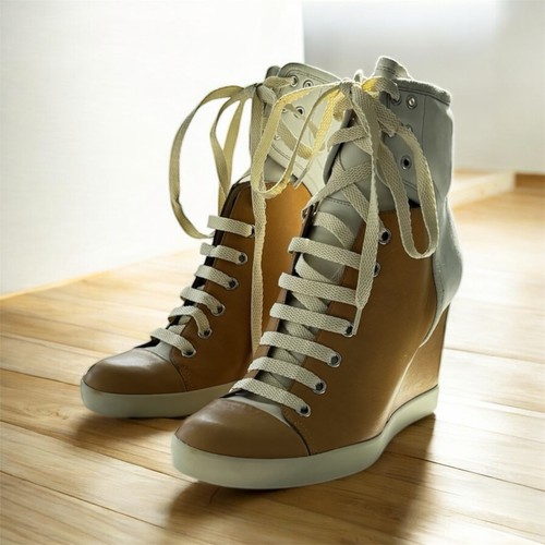 See By Chloe High Top Wedge Lace-up Sneaker Bootie Size 40 EU Size 9 US