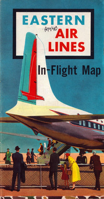 Eastern Air Lines In-Flight Route Map Brochure c1959 Jet Age