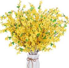 16Pcs Artificial Forsythia Branches: 23.6" Silk Yellow Flowers Faux Forsythia Br