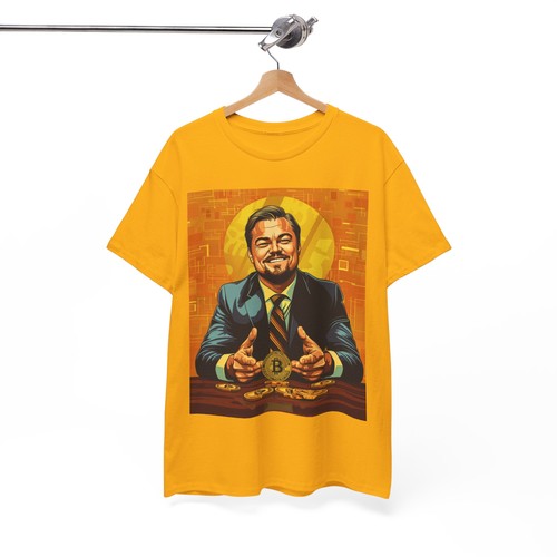 LEONARDO DICAPRIO WOLF OF WALLSTREET BITCOIN CRYPTO TEE SHIRT TSHIRT MONEY ART - Picture 12 of 13