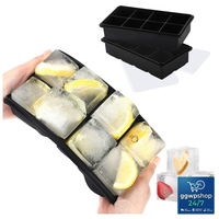 EiswüRfelform Silikon XXL 2Er Pack Bpa-Frei Mit Deckel FüR 16 GroßE EiswüRfel