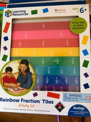 Learning Resources Rainbow Fraction Tiles Set 53 Pieces Ages 7+ Guide