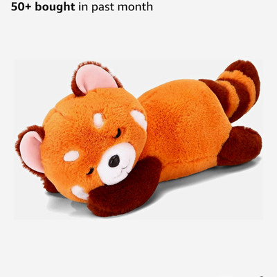13.7in Red Panda Plush Stuffed Animal Pillow Toy for Kids Orange Brown White