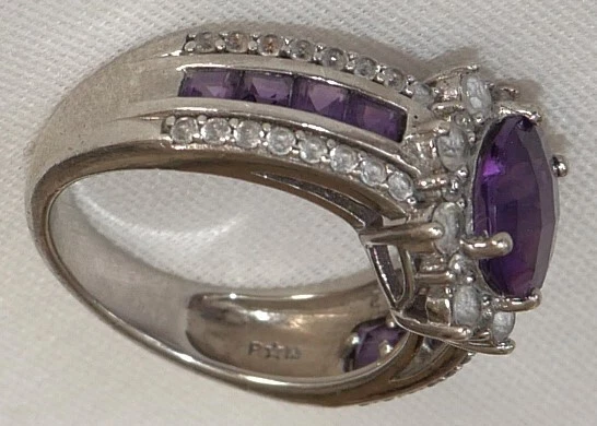 ANILLO DE PLATA ESTERLINA 925 AMATISTA P ESTRELLA M/P*M de diseñador talla 8 Foto 3 de 4