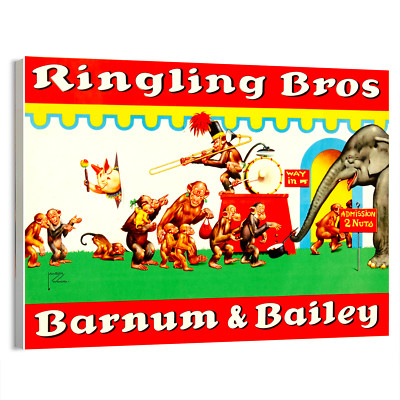 1935 Ringling Bros. Barnum & Baily Monkey Circus Poster or Canvas Home Decor Art