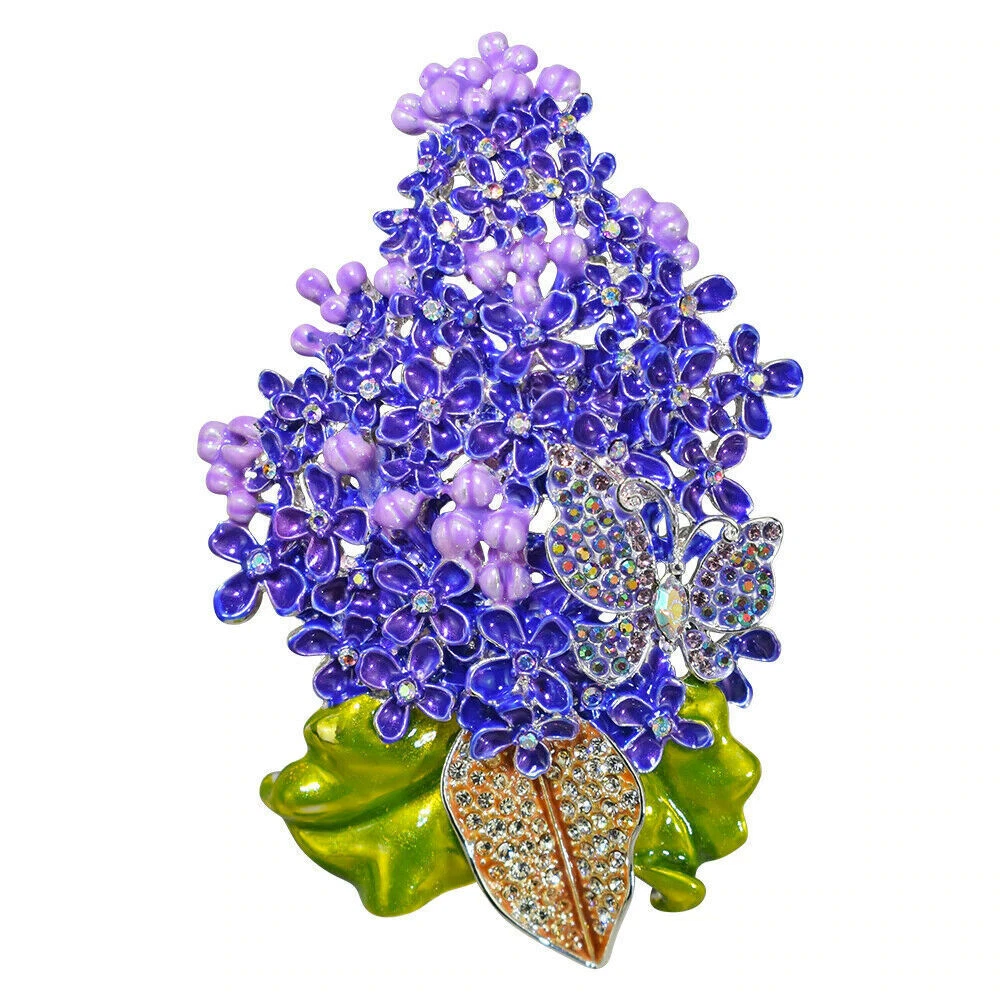Kirks Folly Lovely Lilac Butterfly Pin Pendant Silvertone Hand Enameled