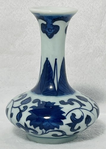 Vase Blue White Painted Flowers Small Bud Vase Boho Country Decor Vintage