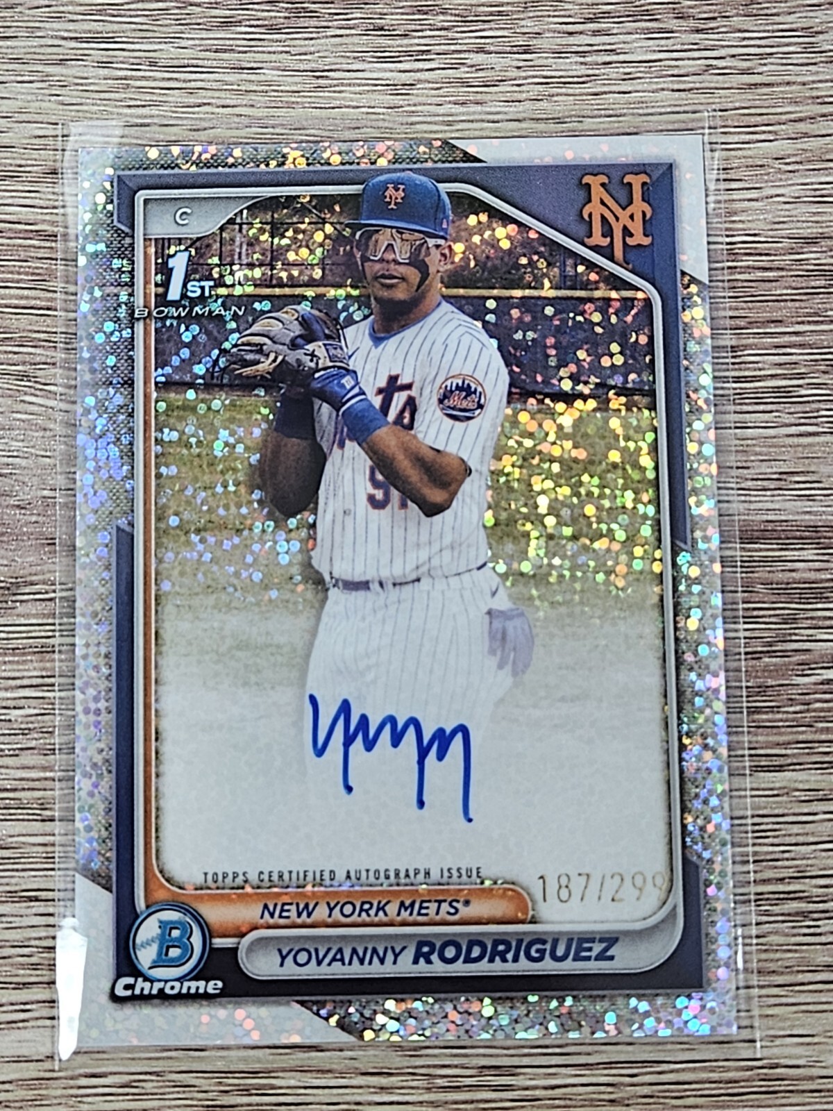 2024 Bowman Chrome YOVANNY RODRIGUEZ 1st Prospect AUTO SPECKLE REF /299 METS