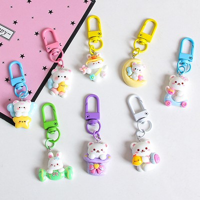 Cute Animal Keychain Lovely Rabbit Bear Keyring Bag Earphone Case Penda*H,