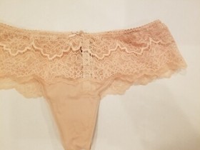 Victoria Secret DREAM ANGELS Lace Trim Hipster Thong Panty NWT Evening Blush