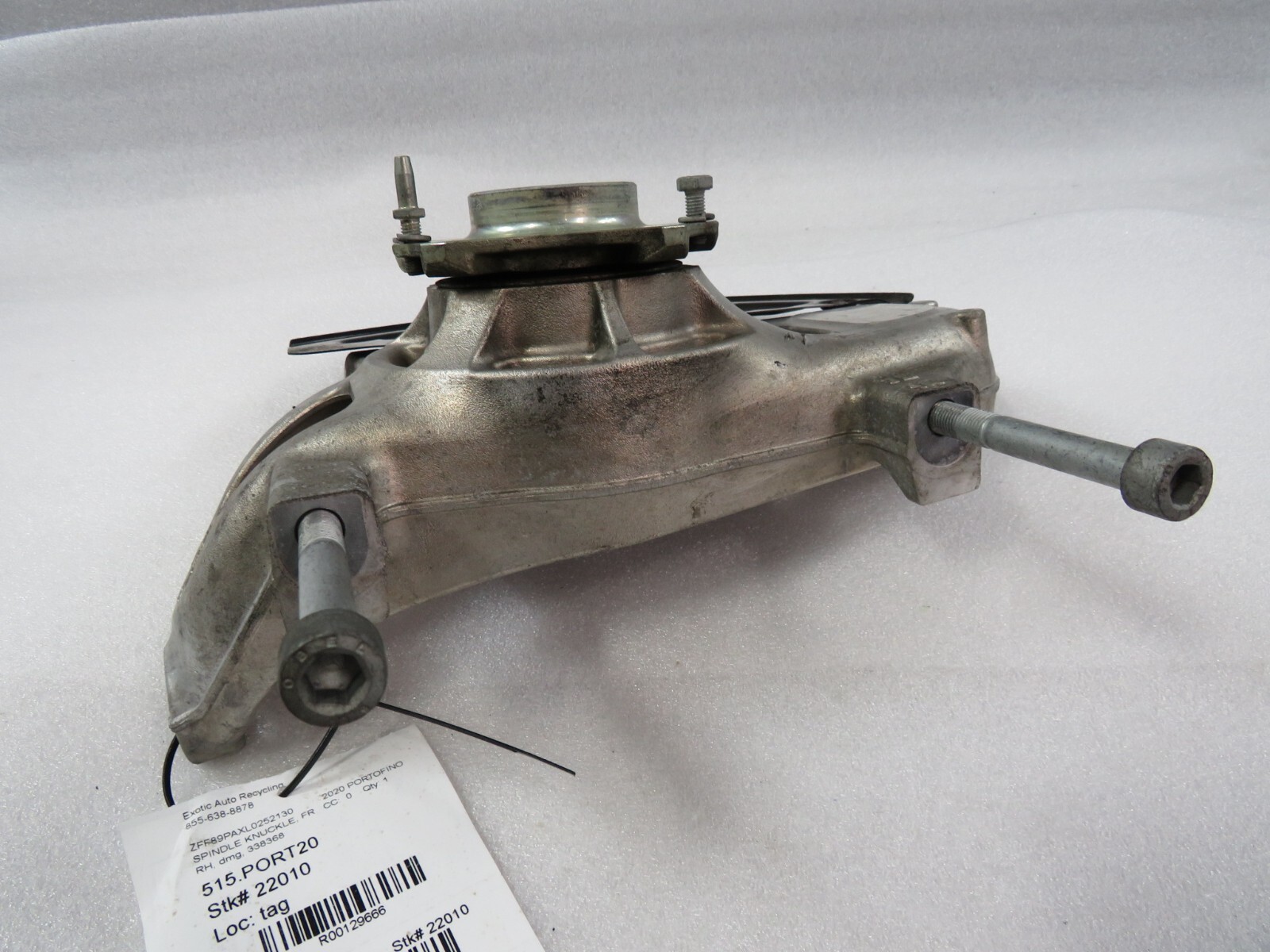 Ferrari Portofino, RH, Right, Front Spindle Knuckle, Dmg, Used, P/N 338368