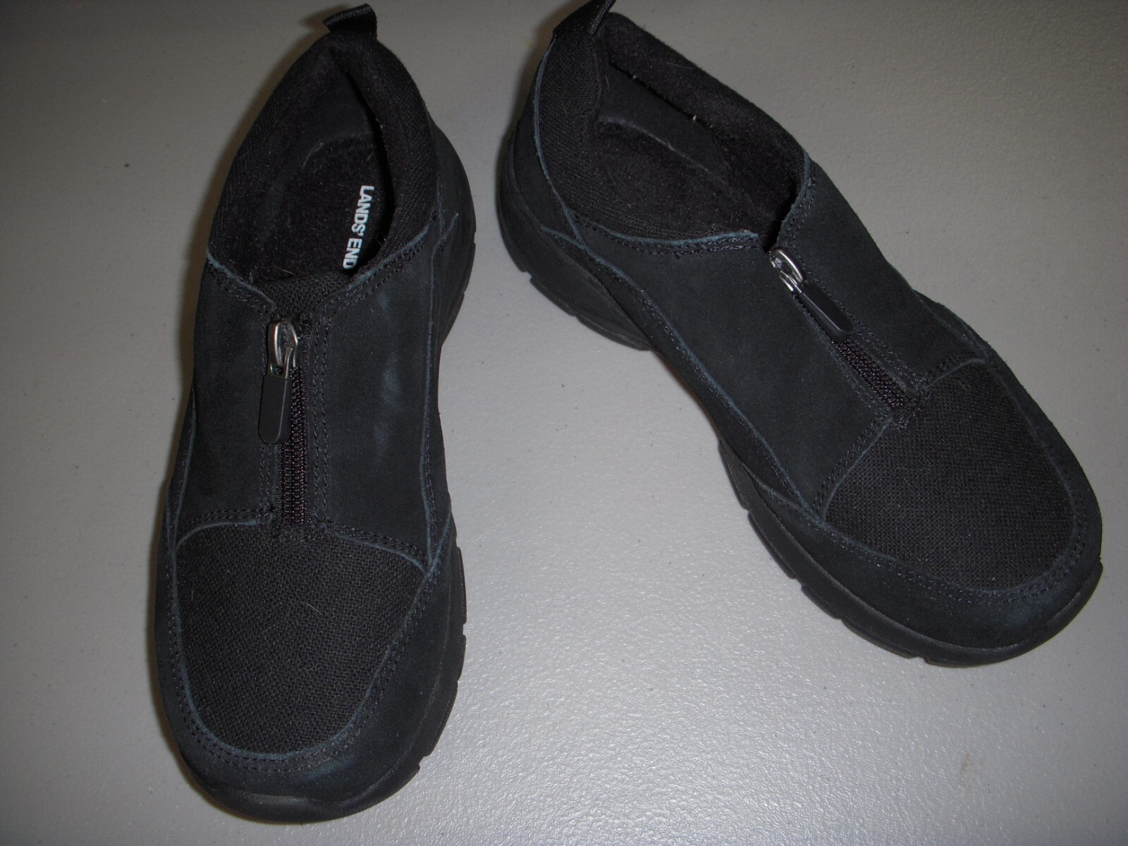 Lands' End All Weather Insulated Suede FrontZip Moc Shoes Women's 6.5