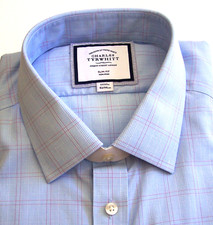 Charles Tyrwhitt dress shirt London 17 37 slim cotton plaid check new 125