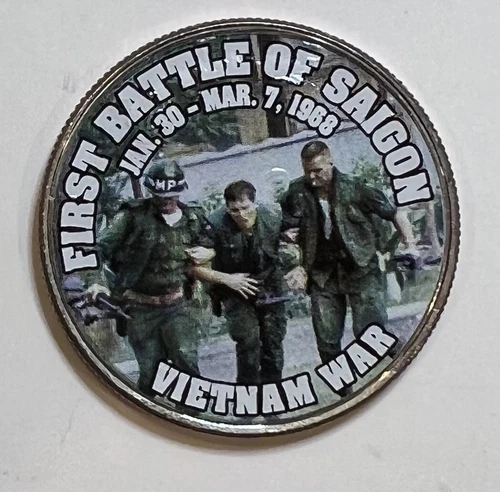 First Battle of Saigon Vietnam War Colorized Commemorative Kennedy Half Dollar
