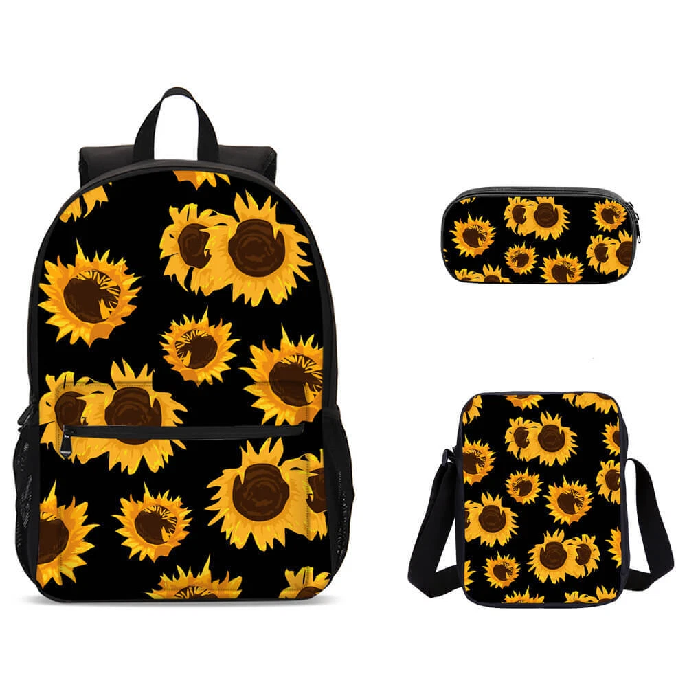 Sunflower Floral Backpack Set, Back to School Gift for Kid
