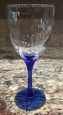 LIBBEY JUNIPER DOMAINE DEEP BLUE FLORAL SHAPED STEM WATER GOBLET EX COND 8”T