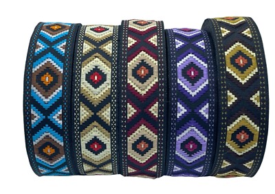 1m Borte Gewebt/Webband Aztek/Retro/Tribal 25mm Breit