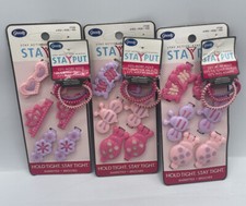 Vtg Goody Stay Put Girls Lady Bug Butterfly Plastic Barrettes NEW 3-Packs of 6