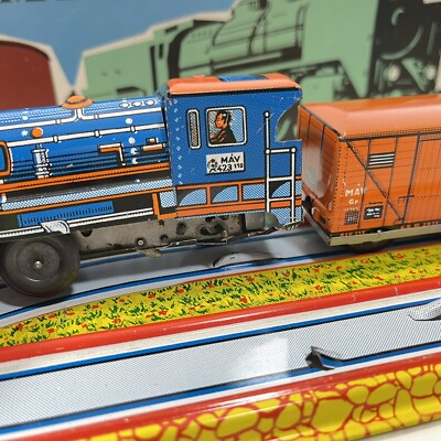 Vintage Lemez TOLATO MOZDONY Litho Tin Wind Up Train Freight