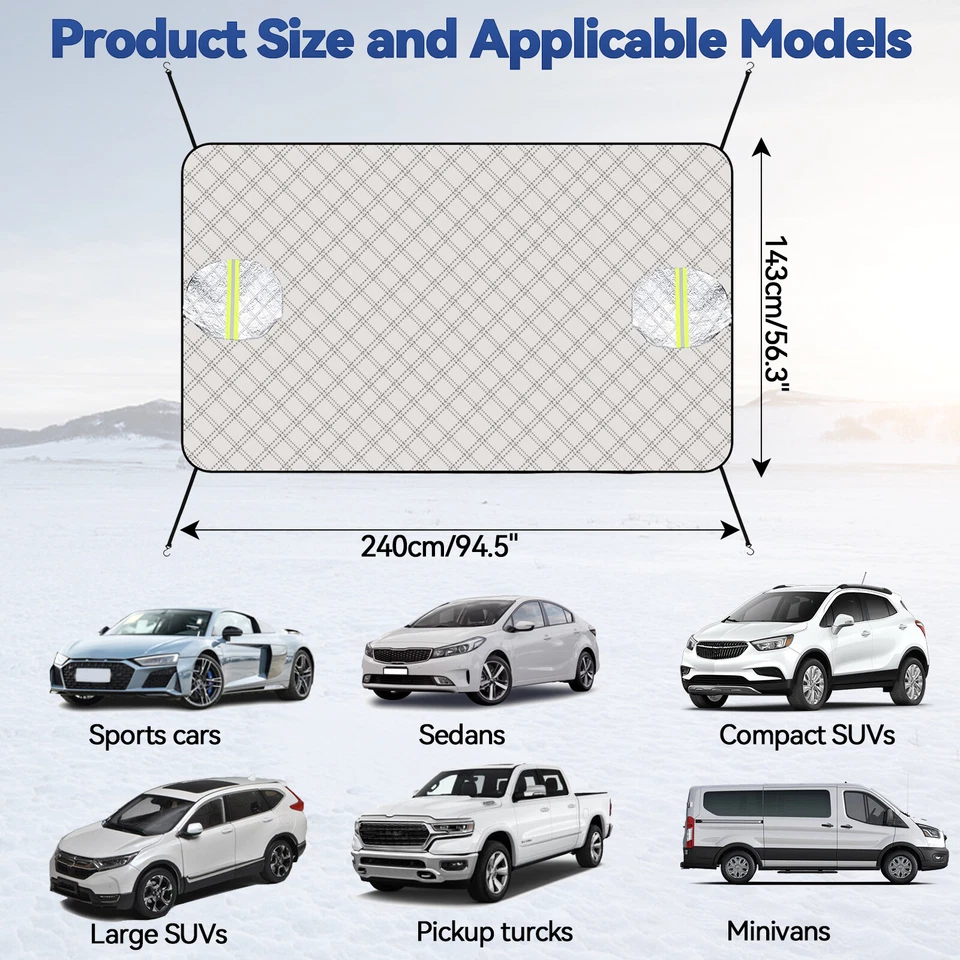 Protetor de para-brisa de carro proteção 3 camadas neve gelo poeira geada protetor para Toyota Jeep - Imagem 2 de 4