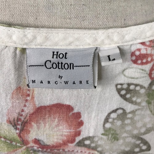 Hot Cotton Marc Ware Linen/Cotton Top Size L Floral Boxy Lagenlook Cottagecore - Picture 6 of 8