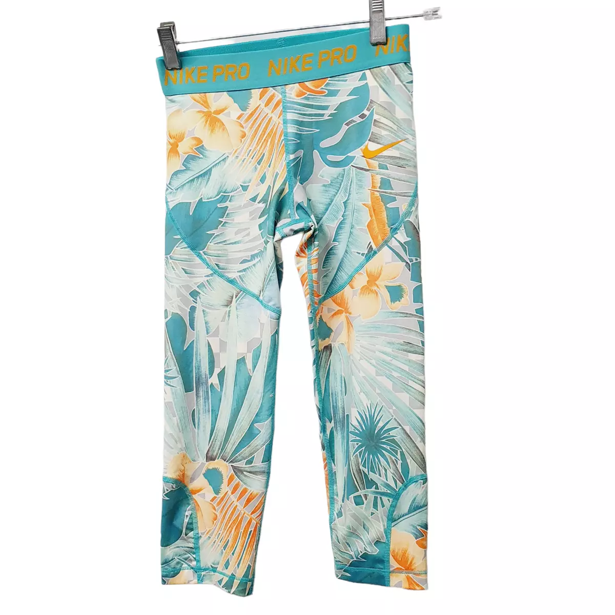 Nike Pro Girls Kids Youth Tropical Print 3 4 Length Legging