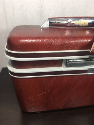 Vintage Samsonite Sentry Burgundy/Red/Maroon Train Case | No Keys - Picture 8 of 12