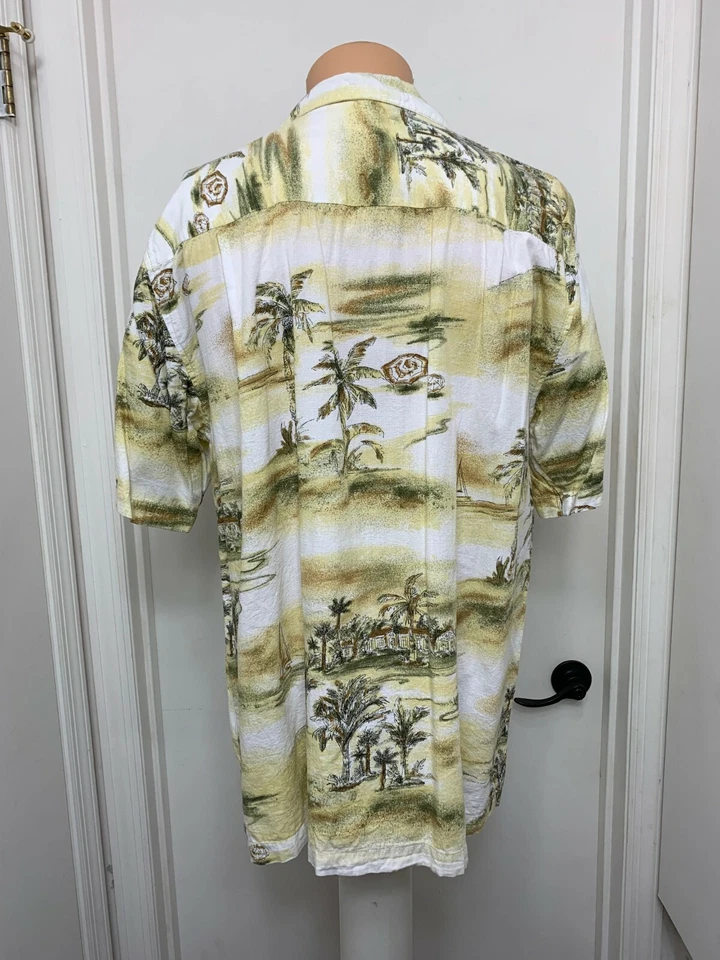 Joe Marlin Hombre Grande Hawaiano Veleros Manga Corta Botón Camisa Foto 3 de 4