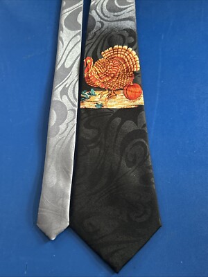 Cravatta Uomo Steven Harris Happy Thanksgiving – Tacchino Nero Tema Festa
