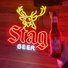 Stag Beer Deer Head 20"x16" Neon Light Sign Lamp Bar Pub Open Windows Wall Decor