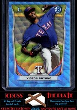 2014 Bowman Chrome Prospects Blue Wave Refractors Victor Payano Rangers #BCP86