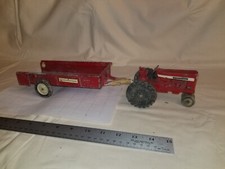 Vintage Metal Ertl Diecast International Farmall 656 Red Tractor and Spreader