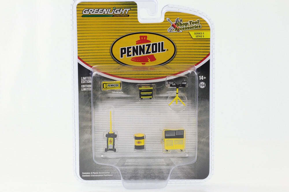 1:64 Pennzoil Series 5 Workshop Set - Shop Tool Set 6 pcs. Greenlight Figure