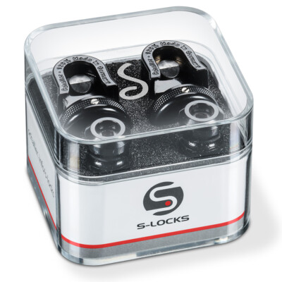 Schaller S-Locks Guitar Strap Lock System, Black Chrome