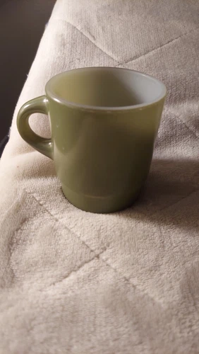 Fire King Anchor Hocking Avocado Green Stacking Coffee Mug USA Vintage 1970's