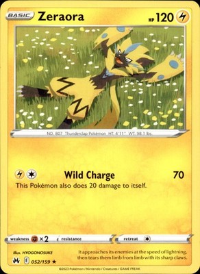 Zeraora 052/159 Rare - Pokemon SWSH: Crown Zenith
