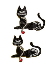 3 " a PAIR of BLACK CATS iron on patch   Cat iron on
