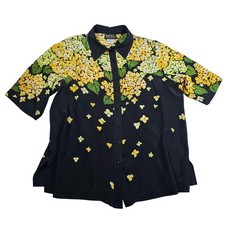 Vintage 90's Bob Mackie Wearable Art Silk Floral Button Down Blouse 1X Plus