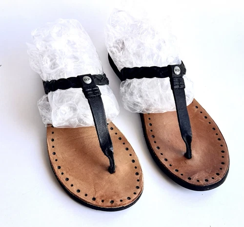 Sandali donna UGG 8 infradito infradito infradito in pelle nera