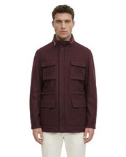 6200 ISAIA NAPOLI Burgundy Coulisse Zip Field Jacket 100 Cashmere