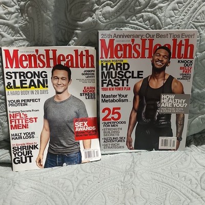 Men's Health Magazines Lot of 2 Oct/Nov 2013 Joseph Gordon-Levitt Usher Illus
